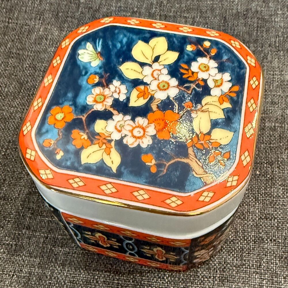 Vintage Enesco Imari Porcelain Ginger Jar/Trinket Box, Preloved